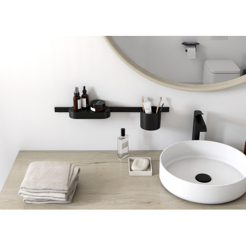 Hansgrohe Wallstoris set salle de bains rail+métier+couvercle+gobelet mat noir SW651605