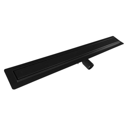 Aco ShowerDrain C caniveau de douche acier inoxydable avec bride de plancher avec grille massive, 70mm de large, garde d'odeur 30mm 685mm profondeur d'encastrement 65mm avec sortie latérale noir signal SW157271