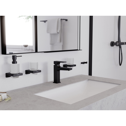 Hansgrohe AddStoris Q glashouder - met glas - mat zwart SW651218