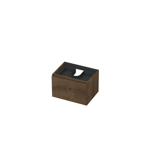 INK Wastafelonderkast - 60x45x40cm - 1 lade - greeploos - met houten keerlijst - MDF - Chocolate SW493467