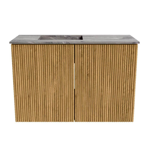 Mondiaz JOYA-DLUX 60cm toiletmeubel - kleur Oak - Wastafel FAYE positie Links Zonder kraangat kleur Sombra. SW1424242