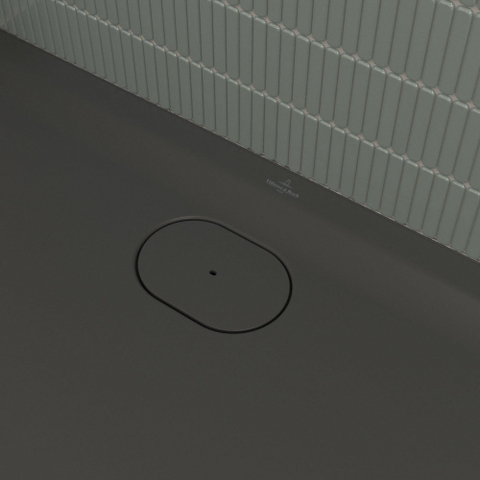 Villeroy & Boch Ecora douchebak - 100x90x3.5cm - afvoer lange zijde - anthracite (antraciet) SW1558970