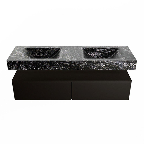 Mondiaz ALAN-DLUX Ensemble de meuble - 150cm - meuble Urban mat - 2 tiroirs - Lavabo Cloud Lava suspendu - vasque Gauche et droite - 2 trous de robinet SW807906
