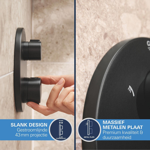 Grohe Precision Showerset - compleet - handdouche diameter 11cm - 2 straalsoorten - hoofddouche diameter 25cm - matte black (mat zwart) SW1126466
