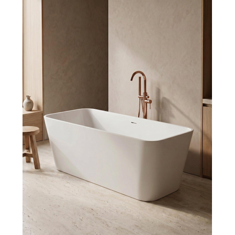 ZEZA Senna Baignoire semi-îlot - 180x80x58cm - avec une bonde- acrylique - blanc brillant SW1030591