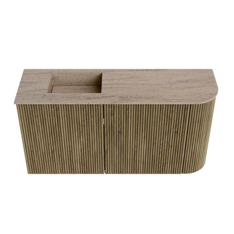 Mondiaz JOYA-DLUX Meuble de salle de bains 81,6cm - arrondi droit couleur Dusk - Vasque FAYE position Gauche 1 trou de robinet couleur Saba. SW1426086