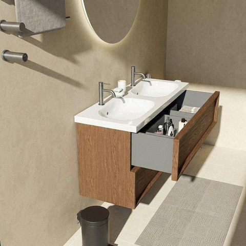 Saniclass Holz Frame Badkameronderkast - 120x45x60cm - 2 lades - walnut pure SW1578610