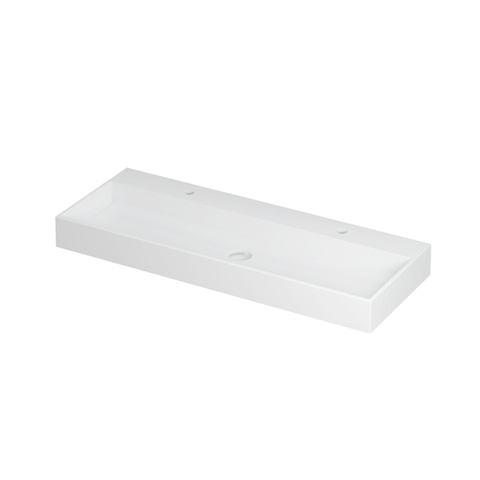Ink United wastafel - 120x45x11cm - 2 kraangaten - mat wit SW207351