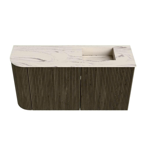 Mondiaz JOYA-DLUX 81.6cm toiletmeubel - ronding links kleur Shadow - Wastafel FAYE positie Rechts Zonder kraangat kleur Nata. SW1424985