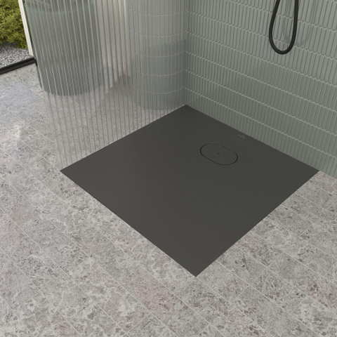 Villeroy & Boch Ecora douchebak - 80x80x3.5cm - afvoer korte zijde - anthracite (antraciet) SW1558926