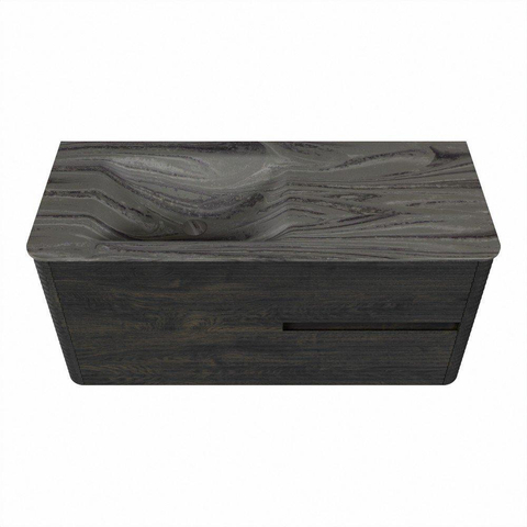 Mondiaz CIRO-DLUX Badkamermeubelset - 110x45x50cm - Solid surface wastafel Sombra - 1 wasbak Links - zonder kraangaten - 2 lades - Shadow SW1532749