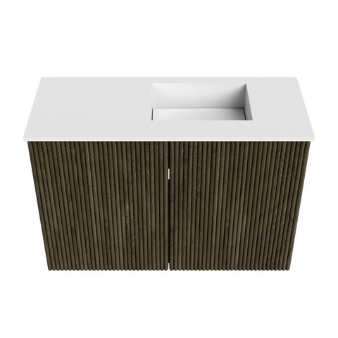 Mondiaz JOYA 60cm meuble de salle de bains - couleur Shadow - Vasque FAYE position Droite 1 trou de robinet couleur Talc. SW1421442