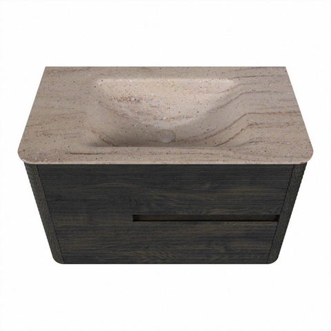 Mondiaz CIRO-DLUX Badkamermeubelset - 80x45x50cm - Solid surface wastafel Saba - 1 wasbak Midden - zonder kraangaten - 2 lades - Shadow SW1532690