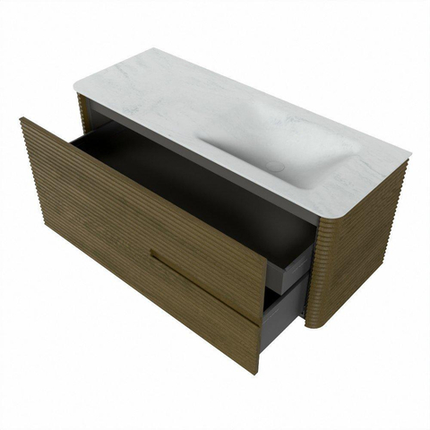 Mondiaz CIRO-DLUX Ensemble de meubles de salle de bains - 120x45x50cm - Vasque solid surface Opalo - 1 bassin à droite - 1 trou de robinet - 2 tiroirs - Dusk SW1532950