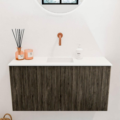 Mondiaz JOYA 80cm meuble de salle de bains - couleur Shadow - Vasque FAYE position Milieu Sans trou de robinet couleur Talc. SW1421397