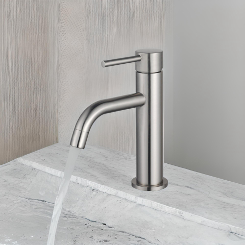 Fortifura Calvi Slim Wastafelkraan - 17.4cm - opbouw - PVD - geborsteld RVS SW377858