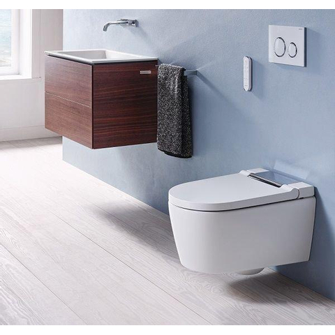 Geberit AquaClean Sela Douche Wc - 37.5x56.5cm - softclose - keratect - chroom afdekplaat - alpine - glans wit SW258980