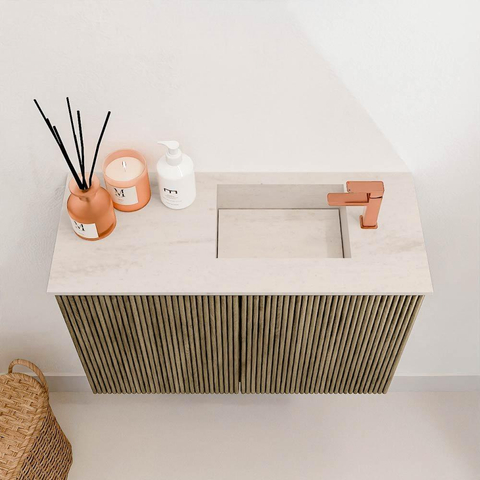 Mondiaz JOYA-DLUX 60cm meuble de salle de bains - couleur Dusk - Vasque FAYE position Droite 1 trou de robinet couleur Meli. SW1425808