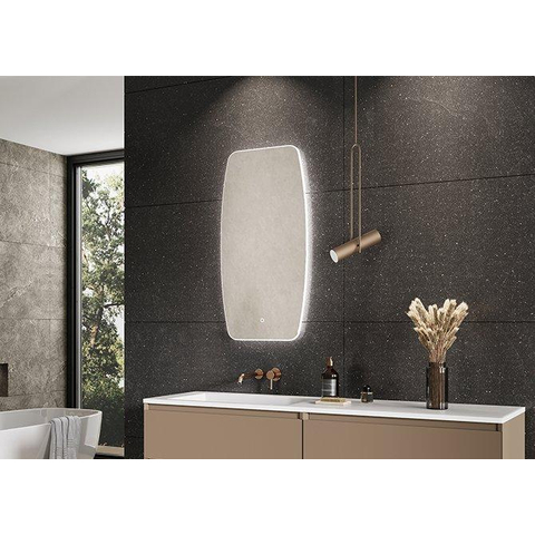 H&R Badmeubelen miroir – 45 x 90 cm – LED indirecte tout autour – Argent SW1111437