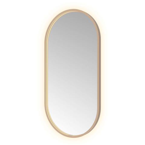 Hotbath &MORE Spiegel Oval - 50x100cm - direct en indirect LED - spiegelverwarming - dimbaar - met afstandsbediening - PVD - geborsteld koper SW1245612