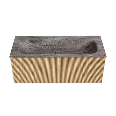MONDIAZ KURVE-DLUX 110cm badmeubel kleur Oak met 1 lade en 0 deuren. Wastafel BIG MEDIUM Midden 1 kraangat Oza. SW1434039