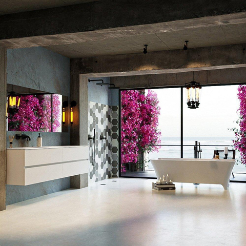 MONDIAZ LUNDY Baignoire îlot - 170x75cm - talc SW491602