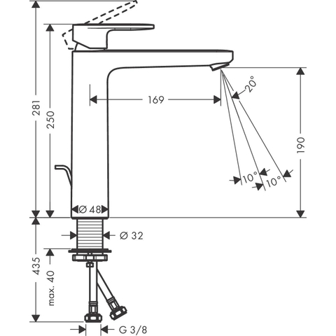 Hansgrohe Vernis Blend Eengreeps wastafelmengkraan - 190 met PopUp - trekwaste - mat zwart SW651526