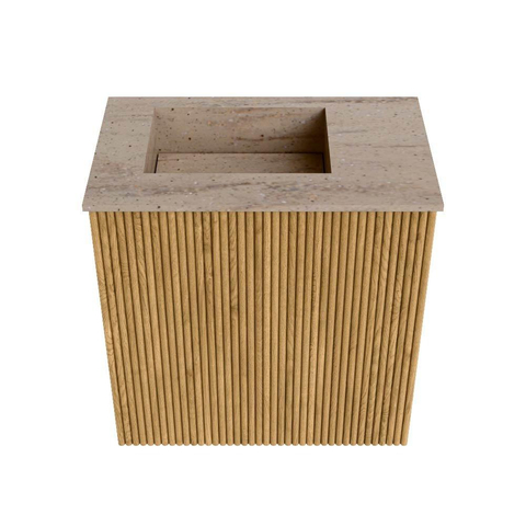 Mondiaz JOYA-DLUX Meuble de salle de bains - 40cm - couleur Oak - Vasque FAYE position Gauche 1 trou de robinet couleur Saba SW1424136
