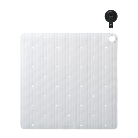 Sealskin Ribb Tapis de douche - 55x55cm - Antidérapant - inclus - crochet noir - Blanc SW1421065