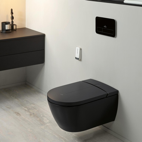 Villeroy & Boch Viclean douche wc - 60cm - spoelrandloos pure CeramicPlus - mat zwart SW917919