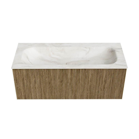 Mondiaz KURVE-DLUX Badkamermeubelset - 110x46x40cm - 1 lade - wastafel solid surface - midden - zonder kraangat - Dusk SW1415161