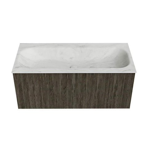 Mondiaz KURVE-DLUX Badkamermeubelset - 100x46x40cm - 1 lade - wastafel solid surface - midden - zonder kraangat - Shadow SW1414055