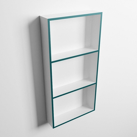 Mondiaz Easy nis 29.5x59.5x8cm voor Inbouw/opbouw 3 open vakken Solid surface Talc/Smag SW643791