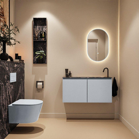 MONDIAZ TURE-DLUX Meuble WC 100 cm Clay. Lavabo EDEN Lava position à droite. Avec 1 trou de robinet. SW1103724