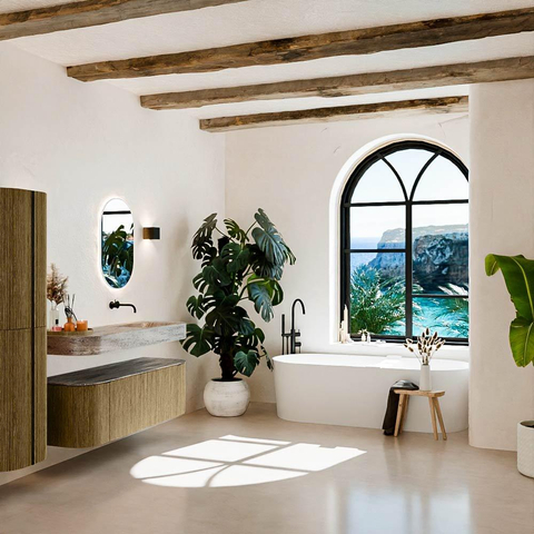 MONDIAZ THOR-DLUX 140cm badmeubel ronding links + rechts kleur Dusk met 1 lade en 2 deuren. Vrijhangende wastafel CLOUD Rechts zonder kraangat kleur Oza. SW1464272