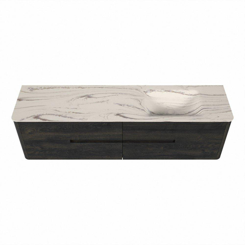 Mondiaz CIRO-DLUX Badkamermeubelset - 180x45x50cm - Solid surface wastafel Nata - 1 wasbak Rechts - 1 kraangat - 4 lades - Shadow SW1532606