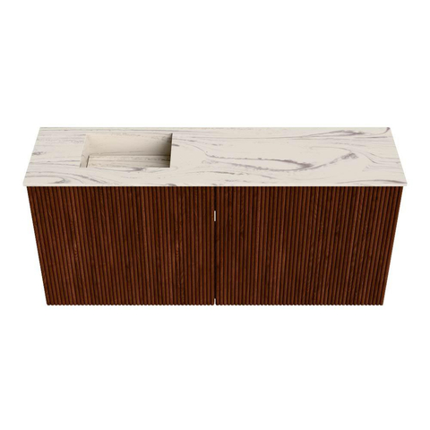 Mondiaz JOYA-DLUX 90cm meuble de salle de bains - couleur Ruby - Vasque FAYE position Gauche Sans trou de robinet couleur Nata. SW1425441