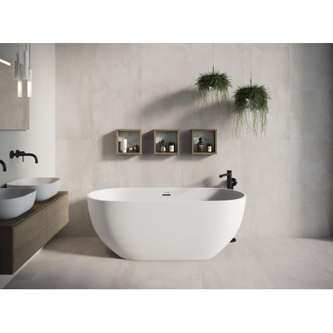 Looox Easy baignoire îlot - 170x80x57cm - marbre minéral mat blanc SW730691
