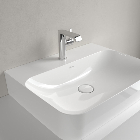 Villeroy & Boch Finion lavabo - dessous meulé 1 trou de robinet 60x47cm - ceramic+ avec trop-plein dissimulé blanc SW106476