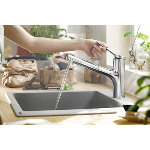 Hansgrohe Zesis m33 1 greeps keukenkraan - 150 metalen uittrekbare. vuistdouche - 2jet - chroom SW918685