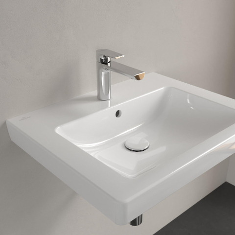 Villeroy & Boch Subway 2.0 wastafel onderzijde - geslepen - 60x47cm inclusief kraangat - met overloop - White Alpine (glans wit) 1024125