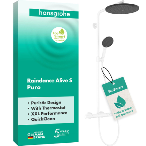 Hansgrohe Raindance alive S - showerpipe - 300 - 1jet Puro - ecosmart Ecostat Element - mat wit SW1387906