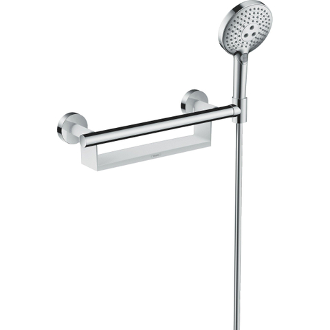 Hansgrohe Unica - badgreep comfort - met tablet en douchehouder - L = - 300 mm - wit/chroom - hoogglans chroom SW66574
