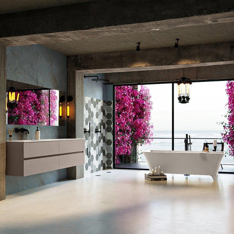 MONDIAZ LUNDY Baignoire îlot - 170x75cm - Lin SW491589