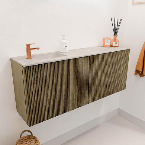 Mondiaz JOYA-DLUX 100cm meuble de salle de bains - couleur Dusk - Vasque FAYE position Gauche 1 trou de robinet couleur Ostra. SW1423395