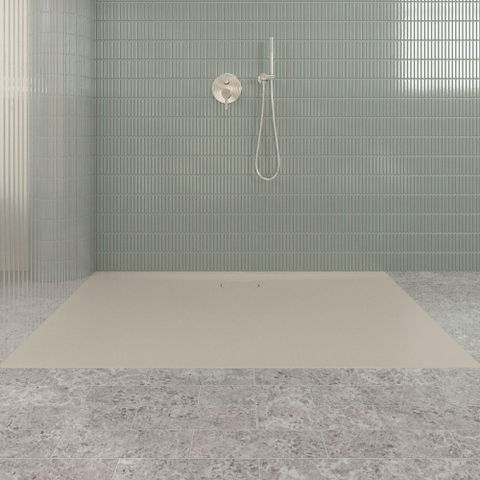 Villeroy & Boch Ecora douchebak - 150x100x3.5cm - afvoer lange zijde - almond (beige) SW1558910