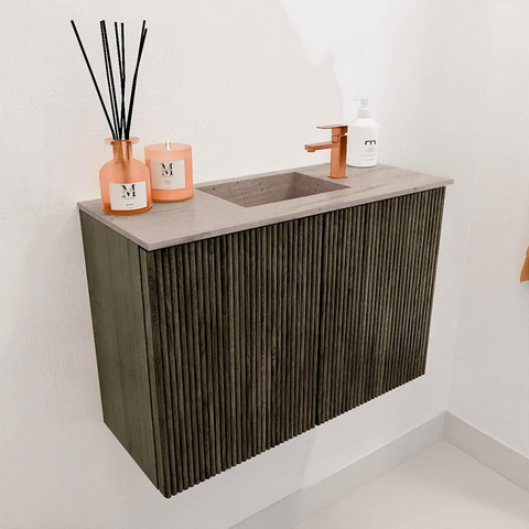 Mondiaz JOYA-DLUX 60cm toiletmeubel - kleur Shadow - Wastafel FAYE positie Midden 1 kraangat kleur Saba. SW1425098
