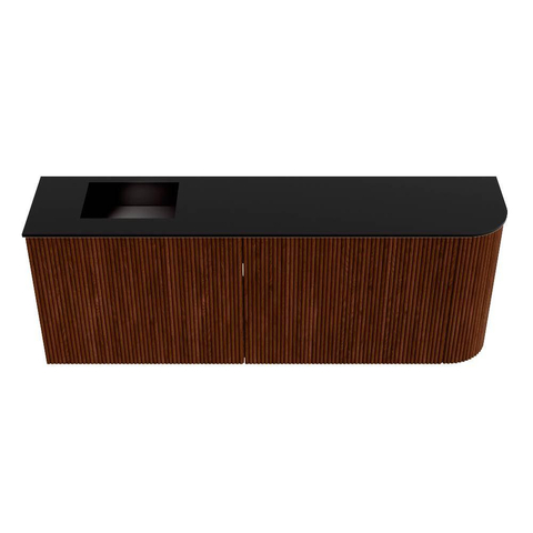 Mondiaz JOYA 111.6cm meuble de toilette - arrondi droit couleur Ruby - Vasque FAYE position Gauche Sans trou de robinet couleur Urban. SW1421842