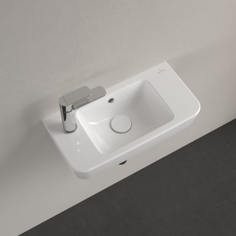 Villeroy & Boch O.novo fontein - 50x25cm kraangat links - met overloop CeramicPlus - White Alpine (glans wit) SW448495