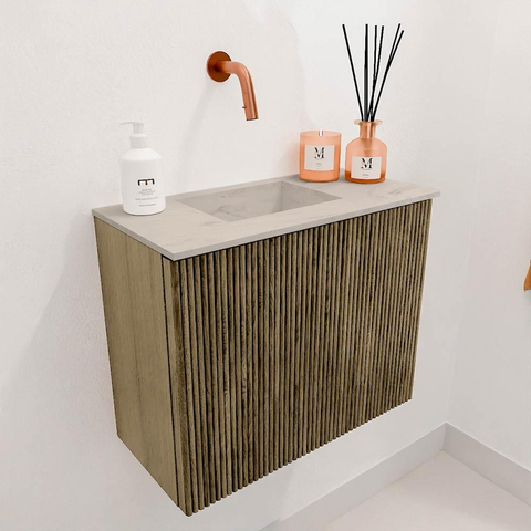 Mondiaz JOYA-DLUX Meuble de toilette 50cm - couleur Dusk - Vasque FAYE position Gauche Sans trou de robinet couleur Opalo SW1423283